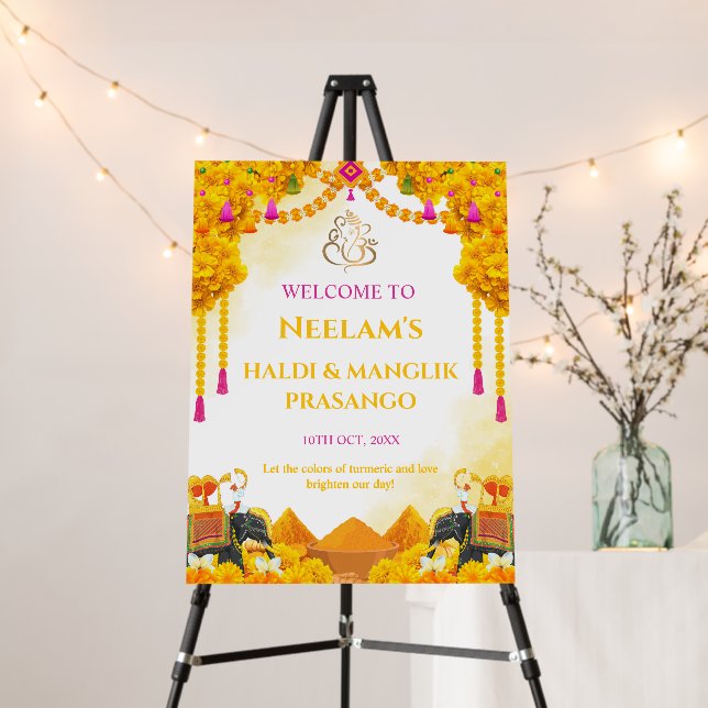 Gujarati Haldi & Manglik Prasango Welcome Board (In Situ (Stand))