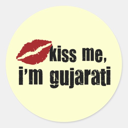 Gujrati Kiss Classic Round Sticker