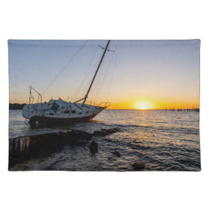 Gulf Breeze Sailboat And Jetty Sunset Placemat