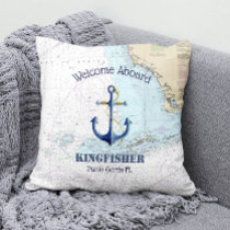 Gulf Coast FL Boat Name Anchor Welcome Aboard Outdoor Pillow