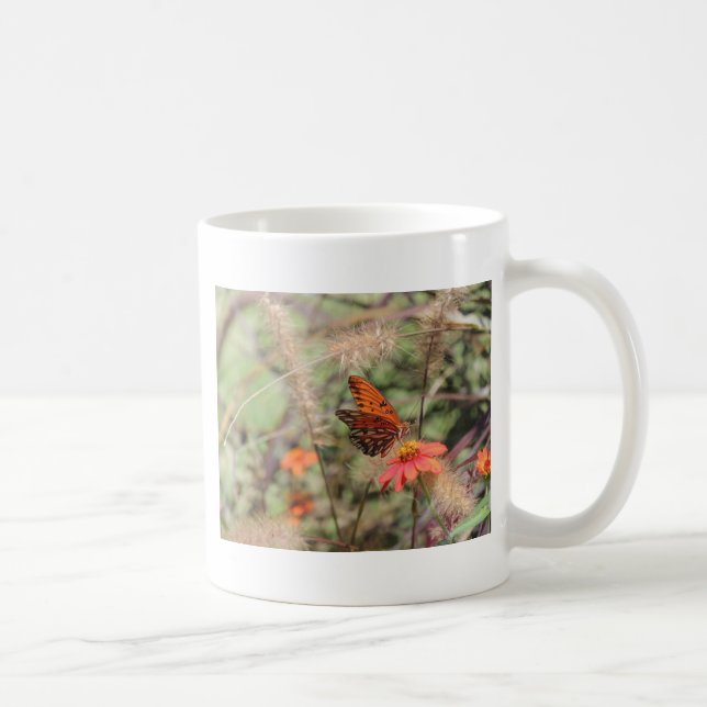 Gulf Fritillary on Zinnia Coffee Mug (Right)