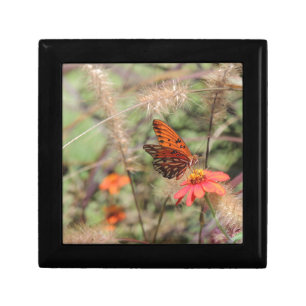 Gulf Fritillary on Zinnia Keepsake Box
