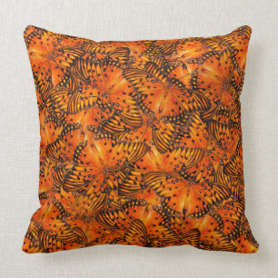 Gulf fritillary or Passion butterflies orange Throw Pillow