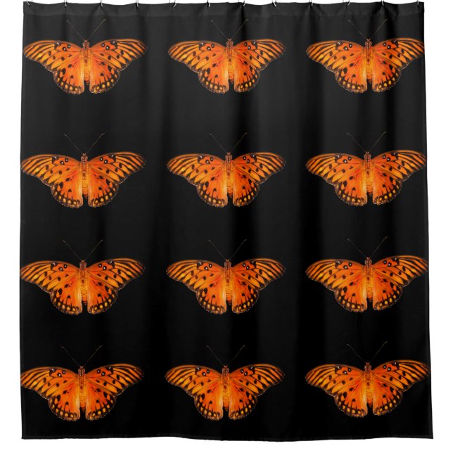 Gulf fritillary or passion butterfly shower curtain (Front)