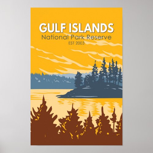 Gulf Islands National Park Reserve Canada Vintage Poster