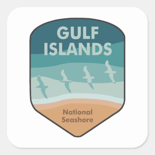 Gulf Islands National Seashore Seagulls Square Sticker