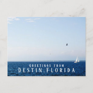 Gulf Ocean and Sailboat Greetings Destin Florida Postcard