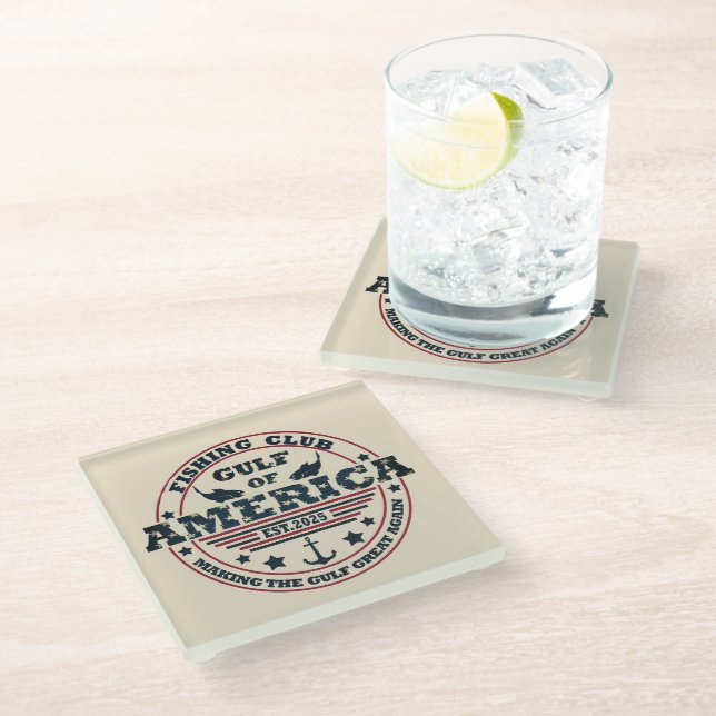 Gulf of America fishing club American patriotic Glass Coaster (Angled)