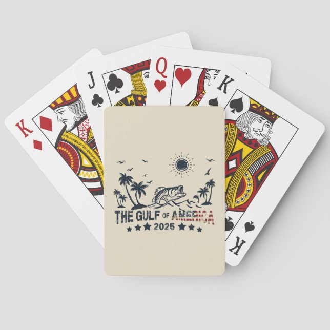 Gulf of America fishing Patriotic American flag Poker Cards (Back)