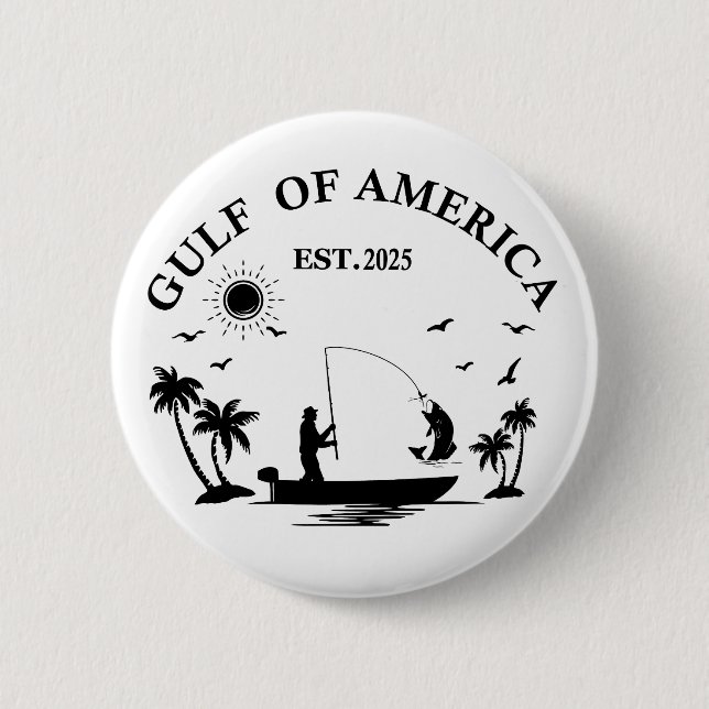Gulf of America fishing pole American patriotic Button (Front)