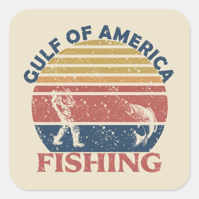 Gulf of America fishing pole American patriotic Square Sticker (Front)