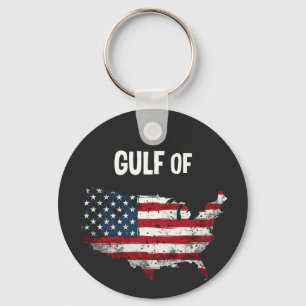 Gulf Of America Funny Trump USA Map Flag  Keychain