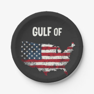 Gulf Of America Funny Trump USA Map Flag Paper Plates
