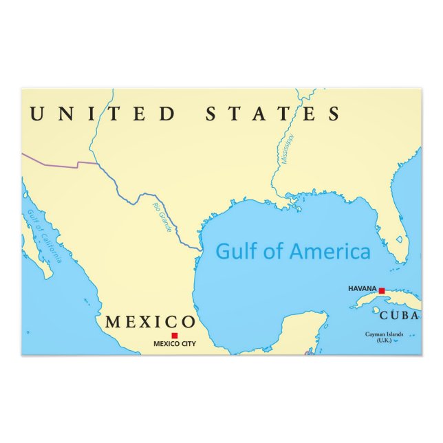 Gulf of America Map Photo Print (Front)