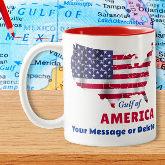 GULF of AMERICA MUG, Choose Style,Size, Color Two-Tone Coffee Mug