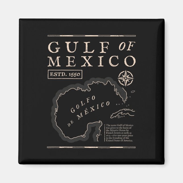 Gulf Of Mexico 1672 Historic Map  Magnet (Front)