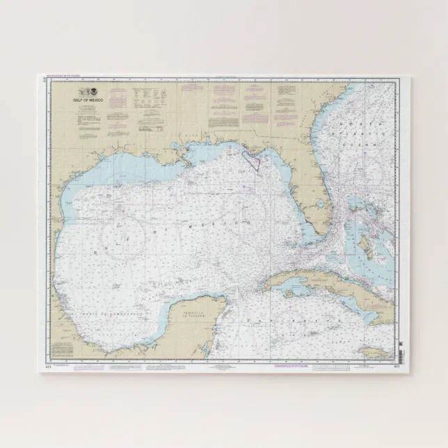 Gulf of Mexico Authentic Nautical Chart Jigsaw Puzzle | Zazzle