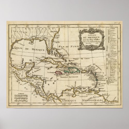 Gulf of Mexico Caribbean Isles Poster