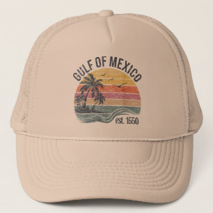 Gulf of Mexico Est 1550 Retro Vintage Beach Trucker Hat