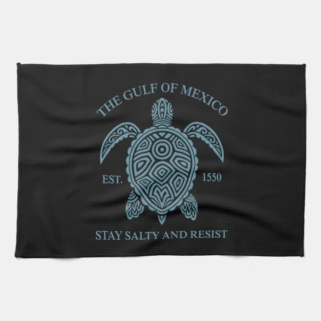 Gulf Of Mexico ESTD 1550 Stay Salty And Resist Kitchen Towel (Horizontal)