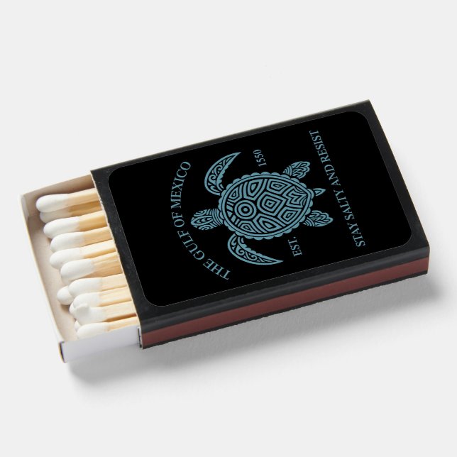 Gulf Of Mexico ESTD 1550 Stay Salty And Resist Matchboxes (Front Open)