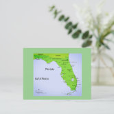 Florida USA Map - Gulf of Mexico Holiday Postcard