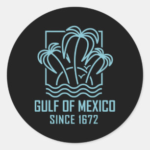 Gulf Of Mexico Since 1672 Retro Vintage Sunset' Classic Round Sticker