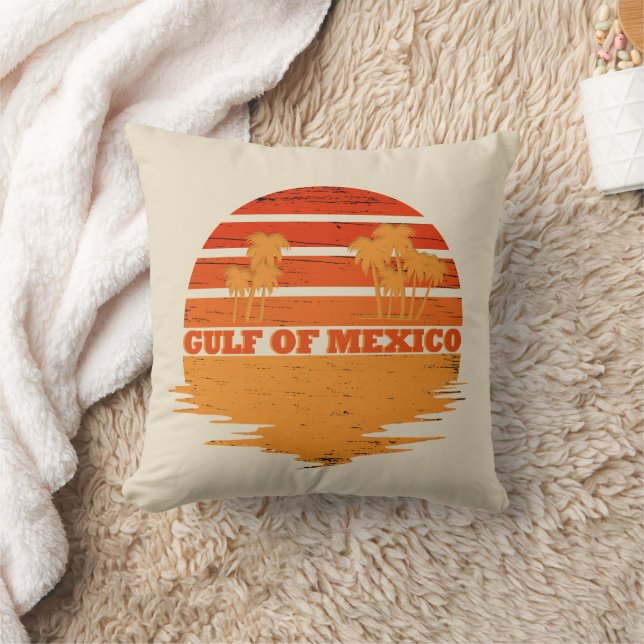Gulf of Mexico stay salty vintage Throw Pillow (Blanket)