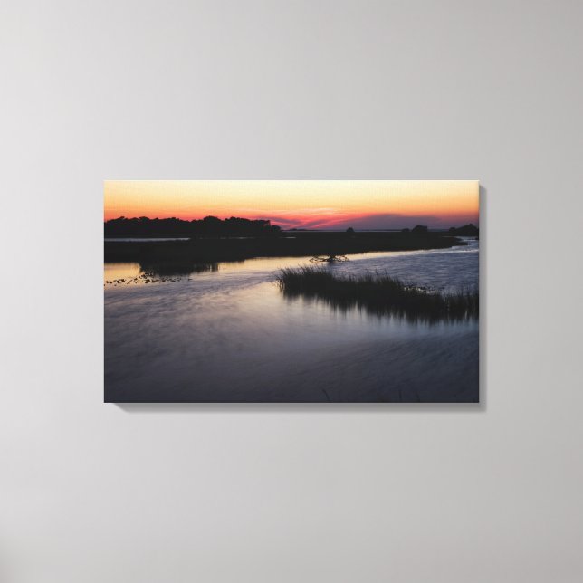 Gulf of Mexico Sunset on Tri-Panel Canvas (Front)