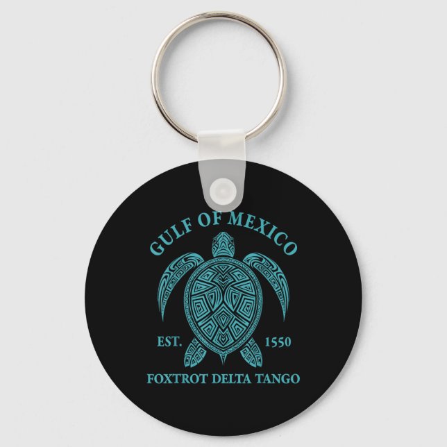 Gulf Of Mexico Turtle Foxtrot Delta Tango Est 1550 Keychain (Front)
