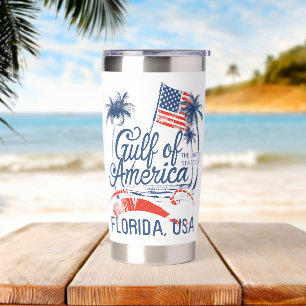Gulf of the USA America 2025 Florida American Flag Insulated Tumbler