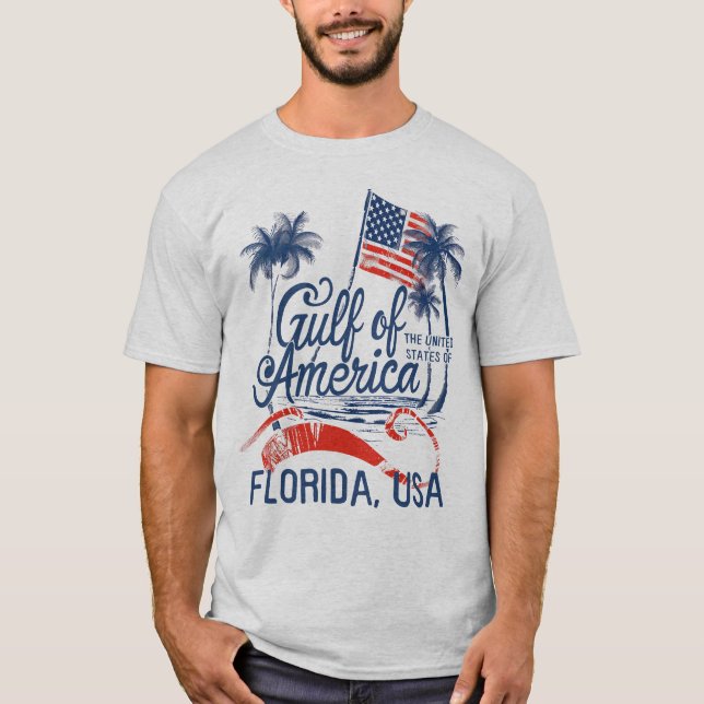 Gulf of the USA America 2025 Florida American Flag T-Shirt (Front)