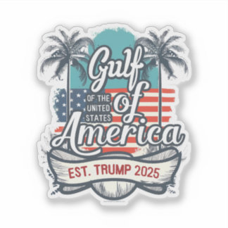 Gulf of the USA America Trump 2025 American Flag Sticker