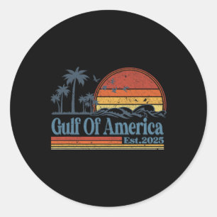 Gulf Of Us America Est 2025 Retro Vintage Beach Classic Round Sticker