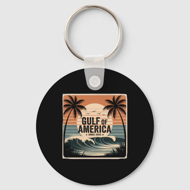 Gulf Of Usa America Est 2025 Flag Gulf Mexico Long Keychain (Front)