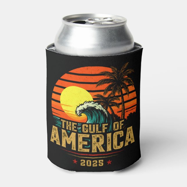 Gulf of USA America Est 2025 Retro Vintage Can Cooler (Can Front)