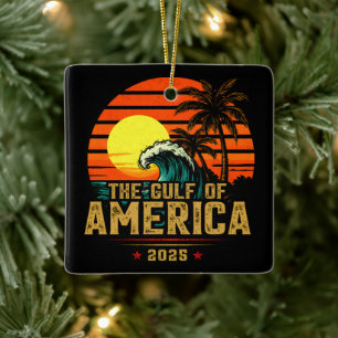 Gulf of USA America Est 2025 Retro Vintage Ceramic Ornament