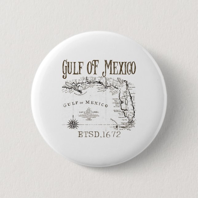 Gulf Of Usa America Funny Gulf Of Mexico Flag Map  Button (Front)