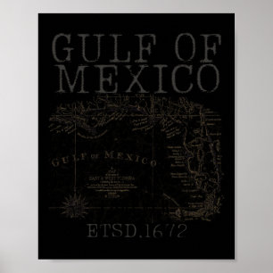 Gulf Of Usa America Funny Gulf Of Mexico Flag Map  Poster