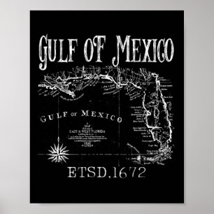 Gulf Of Usa America Funny Gulf Of Mexico Flag Map Poster