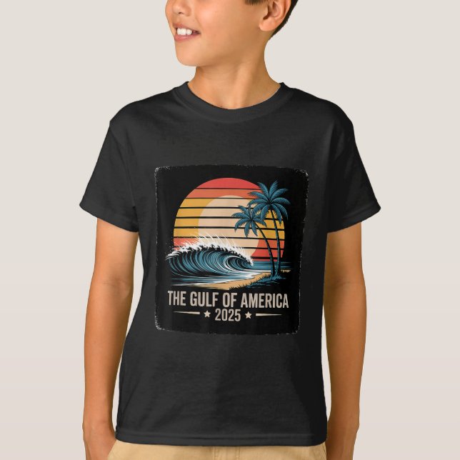 Gulf Of Usa Est 2025 American Flag Gulf Mexico Ret T-Shirt (Front)