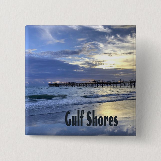 Gulf Shores Alabama Beach Sunrise Pier Button (Front)