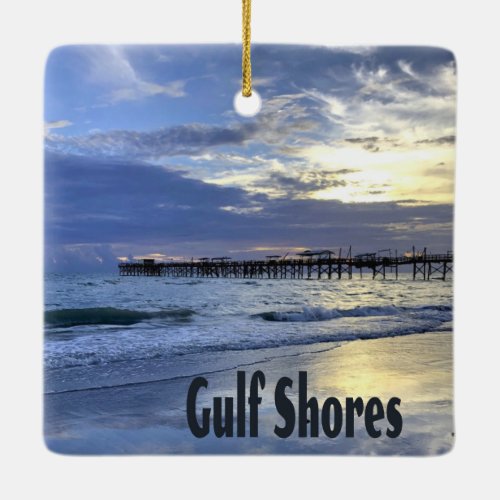 Gulf Shores Alabama Beach Sunrise Pier Ceramic Ornament