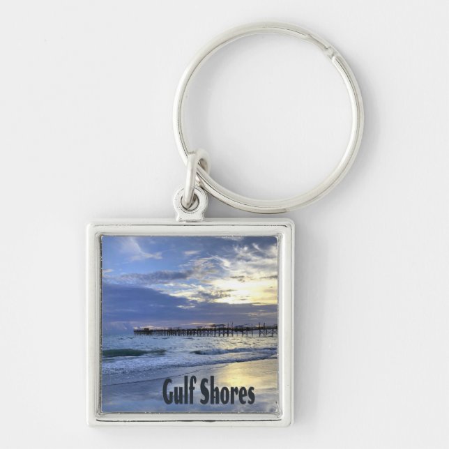 Gulf Shores Alabama Beach Sunrise Pier Keychain (Front)