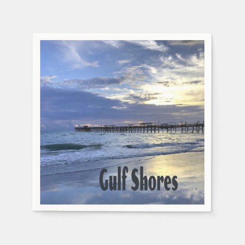 Gulf Shores Alabama Beach Sunrise Pier Napkins