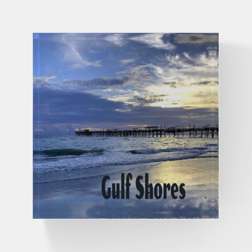 Gulf Shores Alabama Beach Sunrise Pier Paperweight