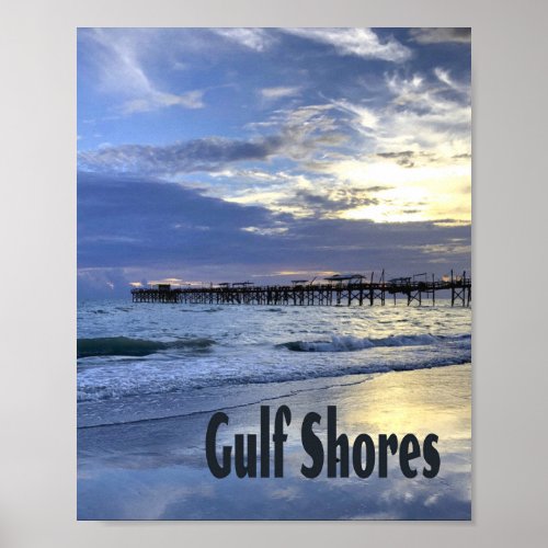 Gulf Shores Alabama Beach Sunrise Pier Poster