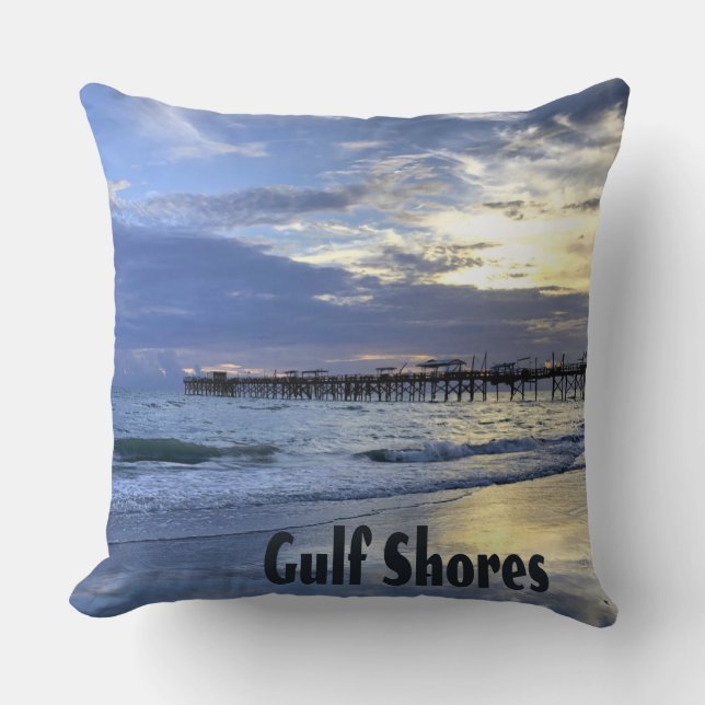 Gulf Shores Alabama Beach Sunrise Pier Throw Pillow (Front)