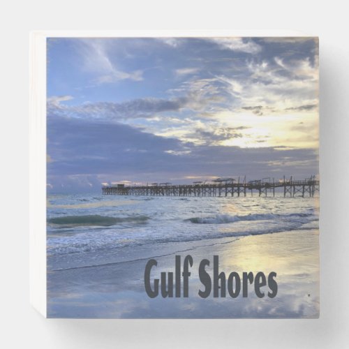 Gulf Shores Alabama Beach Sunrise Pier Wooden Box Sign