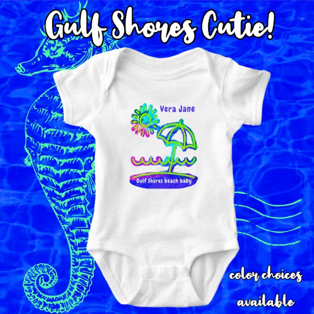 Gulf Shores Alabama Beach Umbrella with Sun Baby Bodysuit (Creator Uploaded)